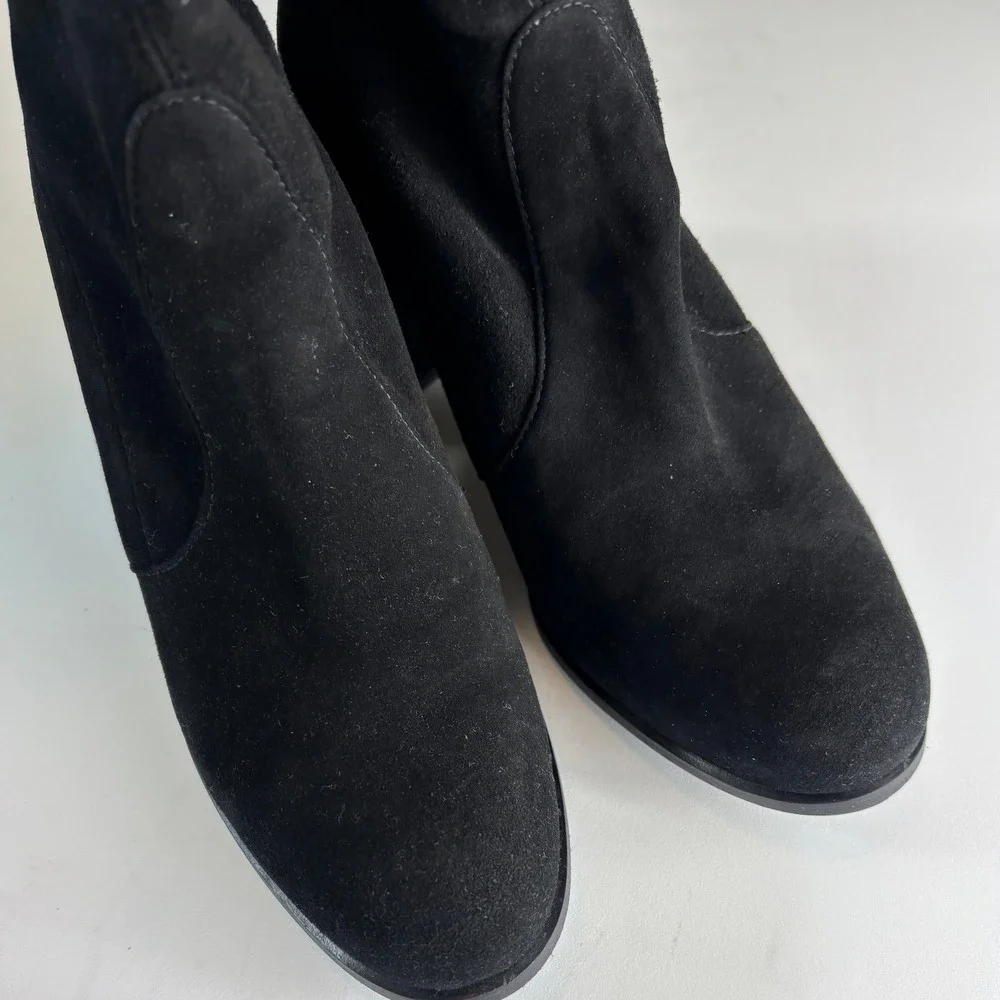 Stuart Weitzman Tieland Black Suede Over-The-Knee Block Heel Boots 7.5 M EUC